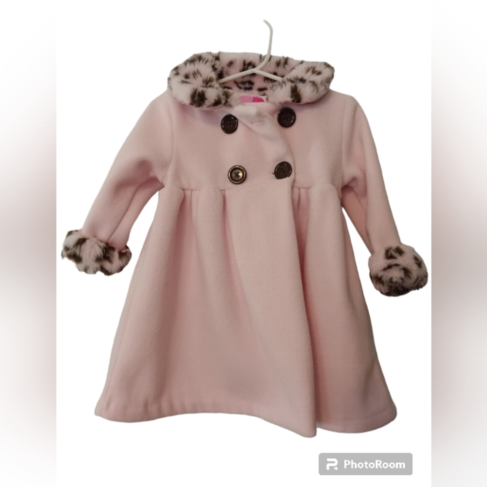Good Lad girls peacoat - pink - fur detail -  size 18 months